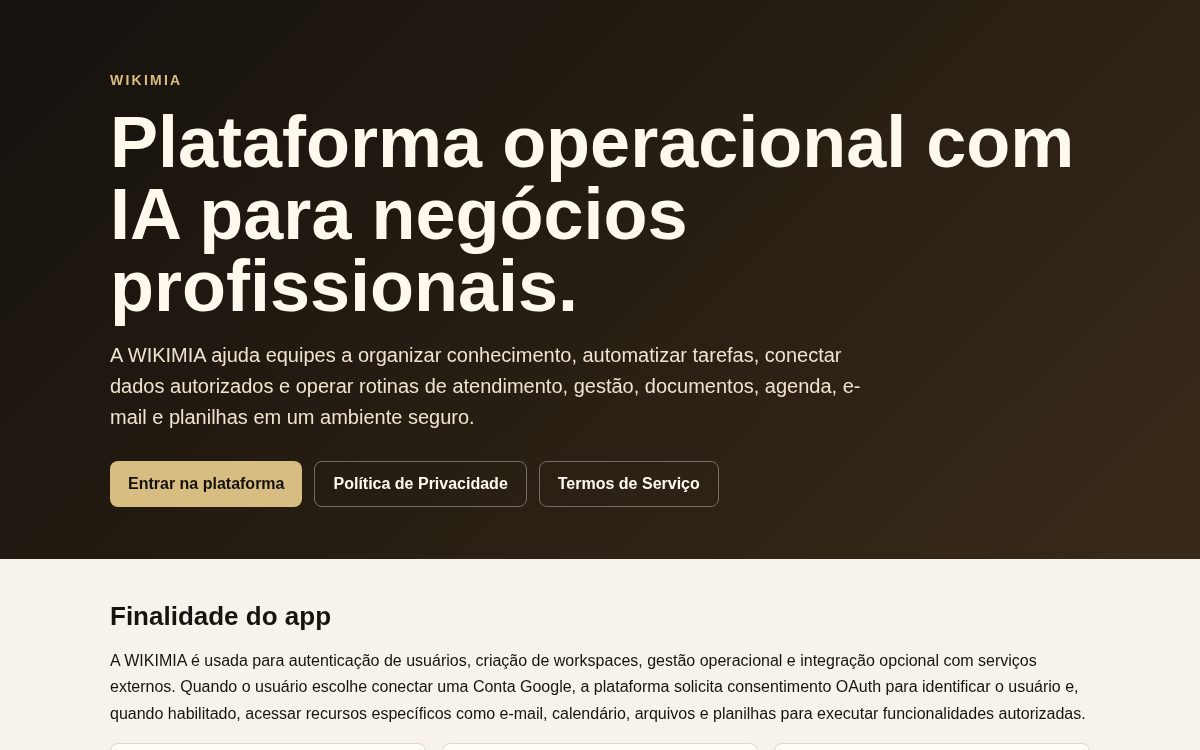 Landing page da plataforma MIA Law, uma das páginas produzidas pela casa.